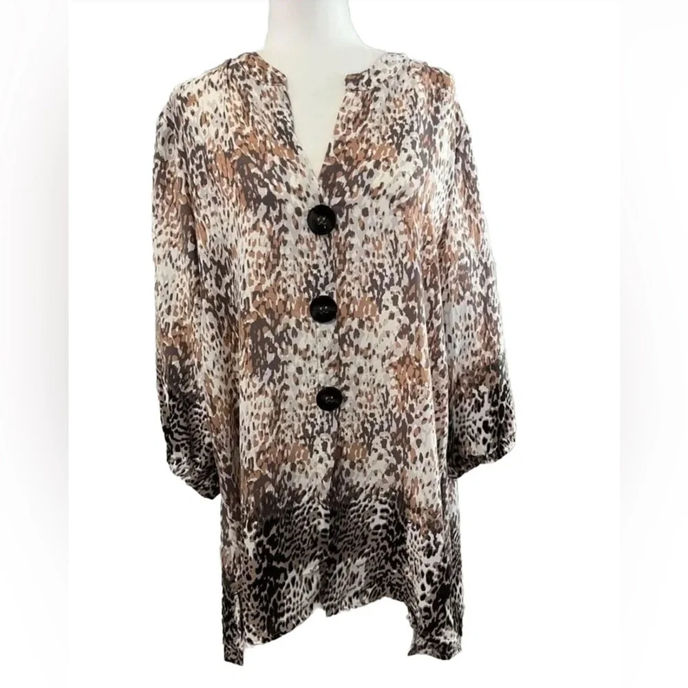 🚨NWOT Studio Woman JPR Tunic Blouse  Women 3X Animal Print 3/4 Sleeve - Picture 5 of 7